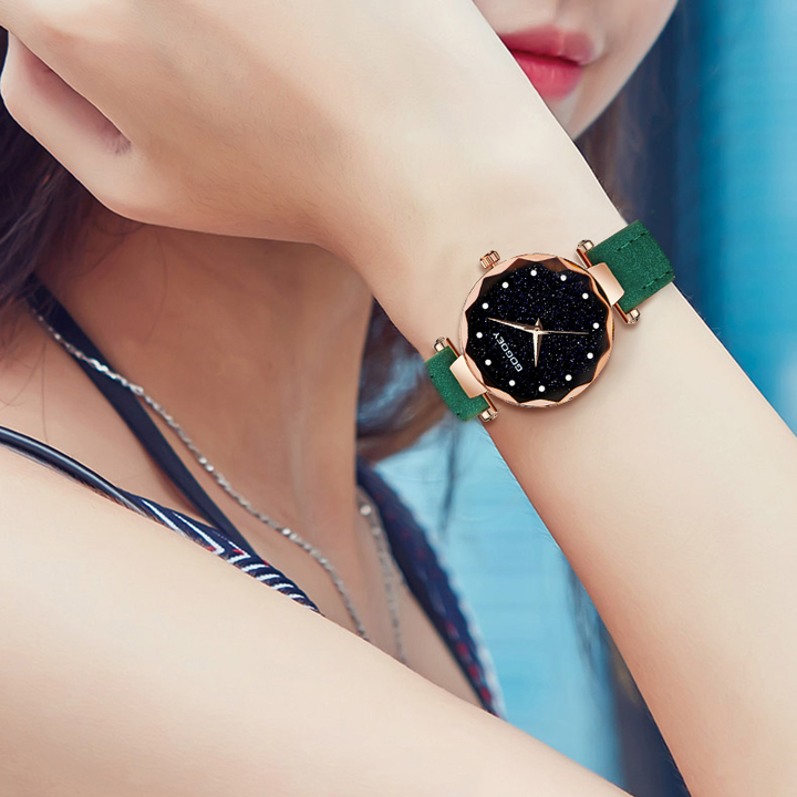 Luxury Brand Gogoey Personality Romantic Starry Sky Wrist Watch Rhinestone Design Ladies Clock