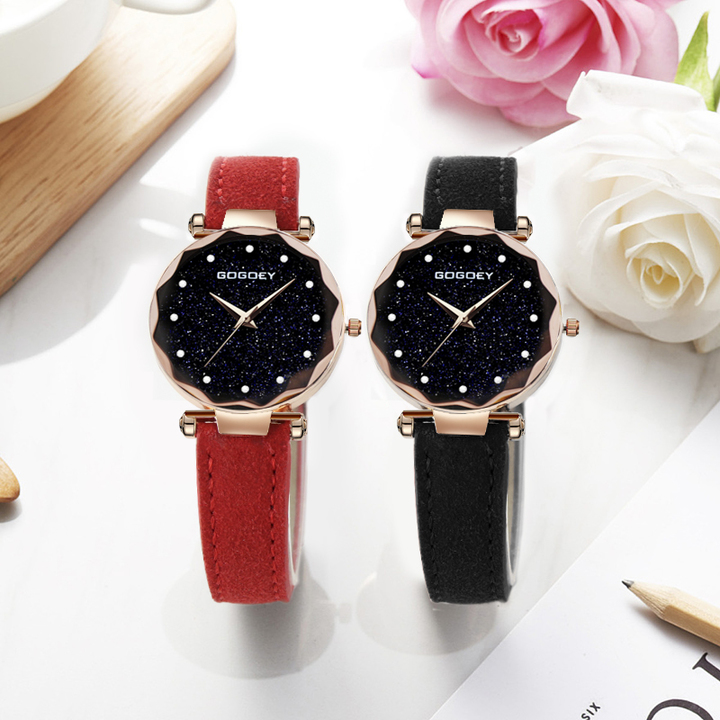 Luxury Brand Gogoey Personality Romantic Starry Sky Wrist Watch Rhinestone Design Ladies Clock