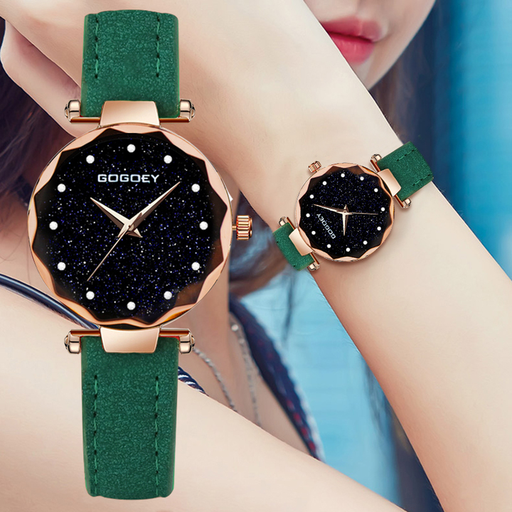 Luxury Brand Gogoey Personality Romantic Starry Sky Wrist Watch Rhinestone Design Ladies Clock