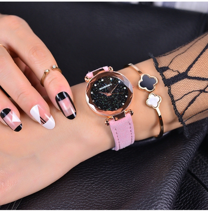 Luxury Brand Gogoey Personality Romantic Starry Sky Wrist Watch Rhinestone Design Ladies Clock