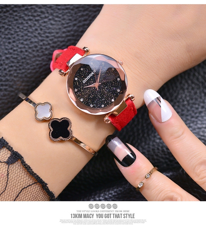 Luxury Brand Gogoey Personality Romantic Starry Sky Wrist Watch Rhinestone Design Ladies Clock