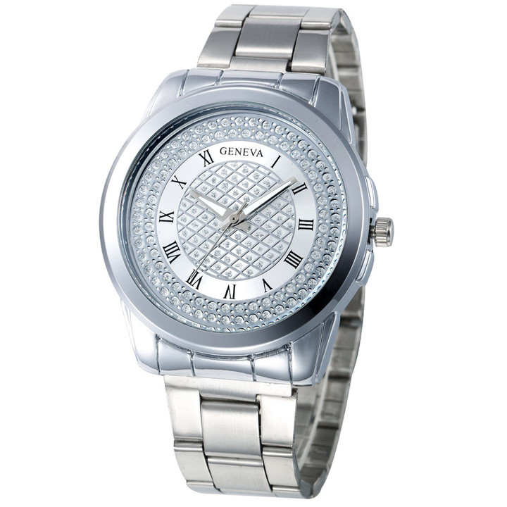 Geneva Watch Laides Quartz Wristwatches Stainless Steel Silver Gold Watches Gift Quartz Wristwatches