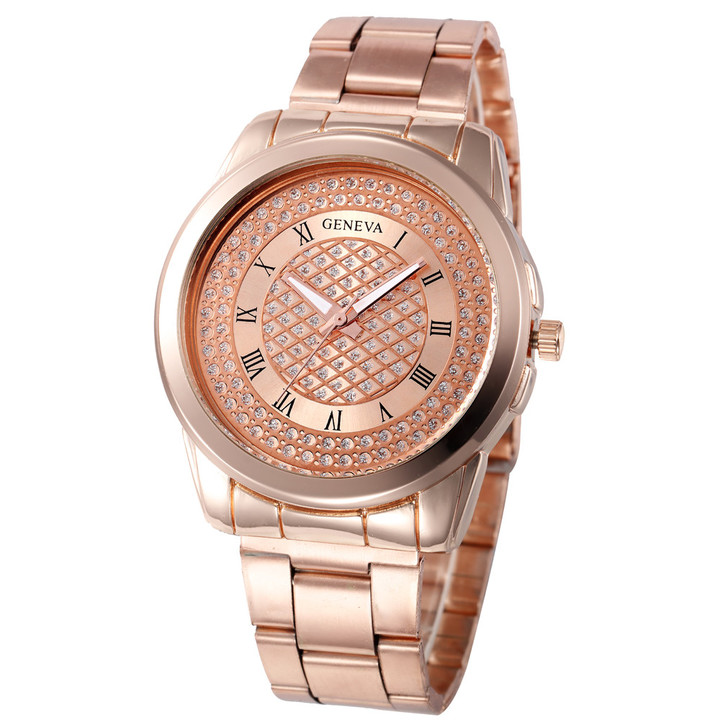 Geneva Watch Laides Quartz Wristwatches Stainless Steel Silver Gold Watches Gift Quartz Wristwatches