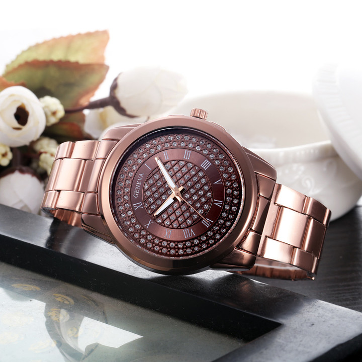 Geneva Watch Laides Quartz Wristwatches Stainless Steel Silver Gold Watches Gift Quartz Wristwatches
