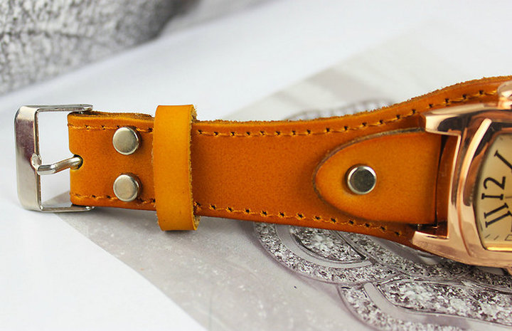 Vintage Style Fashion PU Leather Band Stainless Steel Frame Analog Quartz Wristwatches