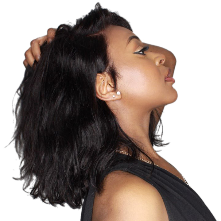 Short Bob Lace Front Wigs Synthetic Hair Natural Wave Non-remy Natural Pre Plucked Bleached Knots