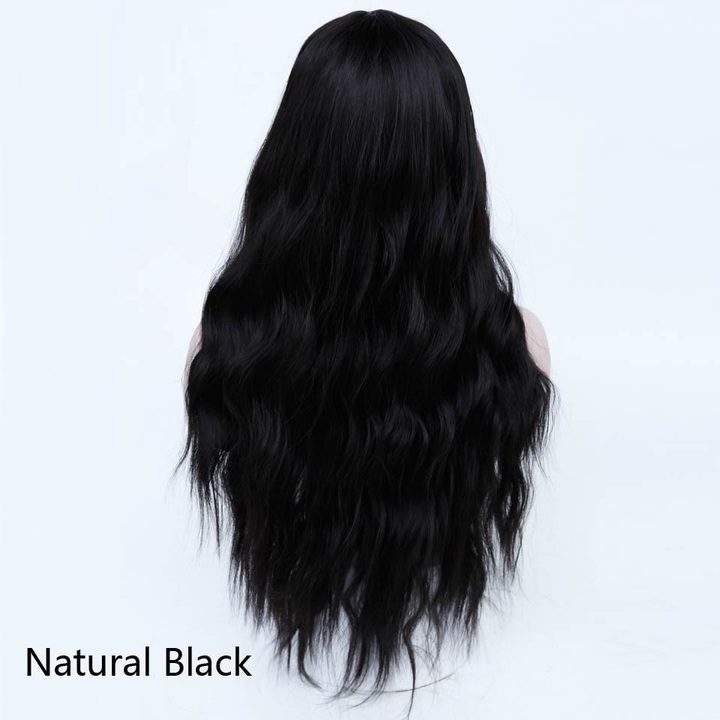 26" Long Mix Purple Womens Wigs With Bangs Heat Resistant Synthetic Kinky Curly Wigs