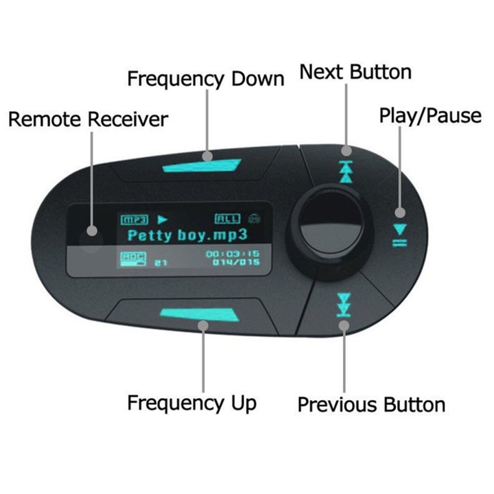 15" Car Kit MP3 Music Player Wireless FM Transmitter Radio Modulator With USB MMC Remote Control