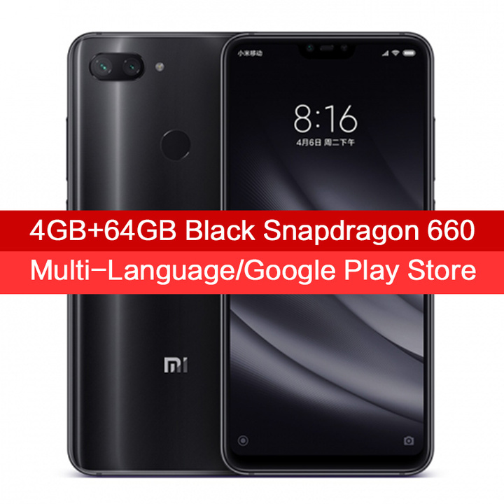 Refurbished Xiaomi Mi 8 Lite 4+64GB 6.26" 19:9 Notch Full Screen  24MP Front Camera Mi8 Smartphone