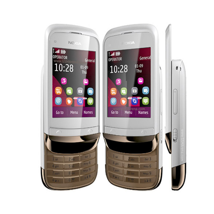 Refurbished  phone Nokia C2-02 C202 Unlocked Mobile Phone Touch &amp; Type 2.0MP Camera 2.6"