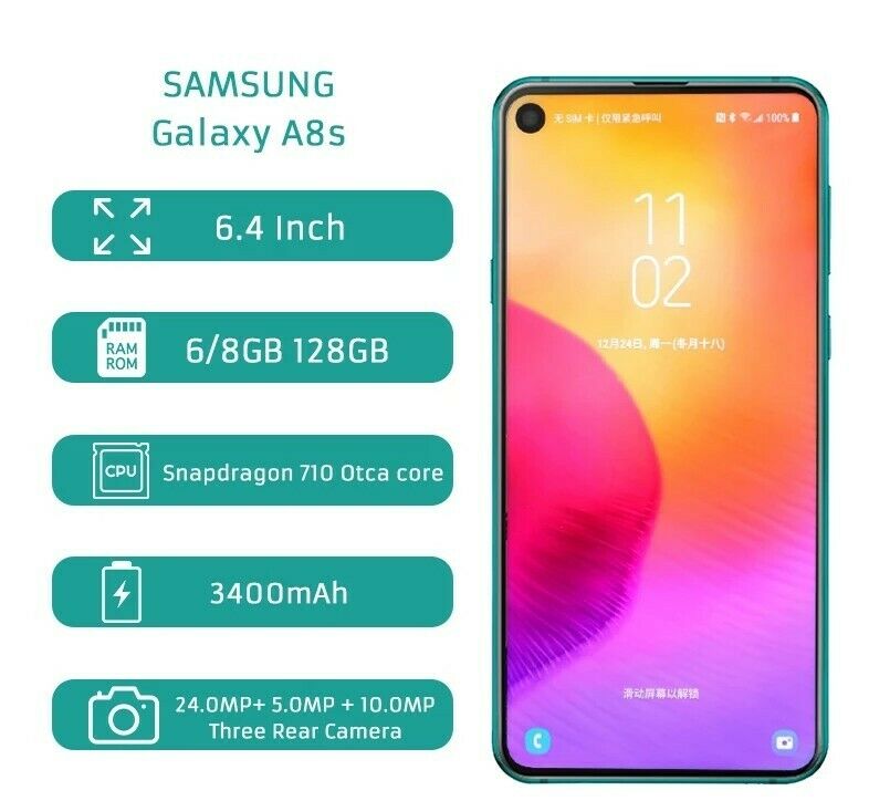 Refurbished Samsung Galaxy A8s  G8870 Smartphone 6.4" 6GB/8GB RAM 128GB ROM Dual SIM 3400mAh  phone