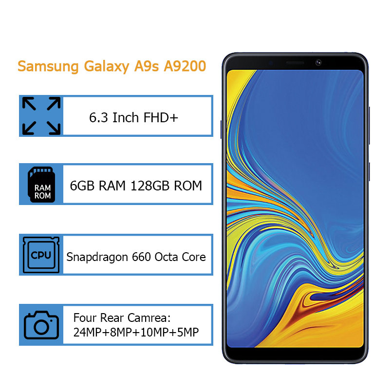 Refurbished Samsung Galaxy A9s 6.3"  Phone 6GB+128GB Four Rear Camera Android Fingerprint Phone