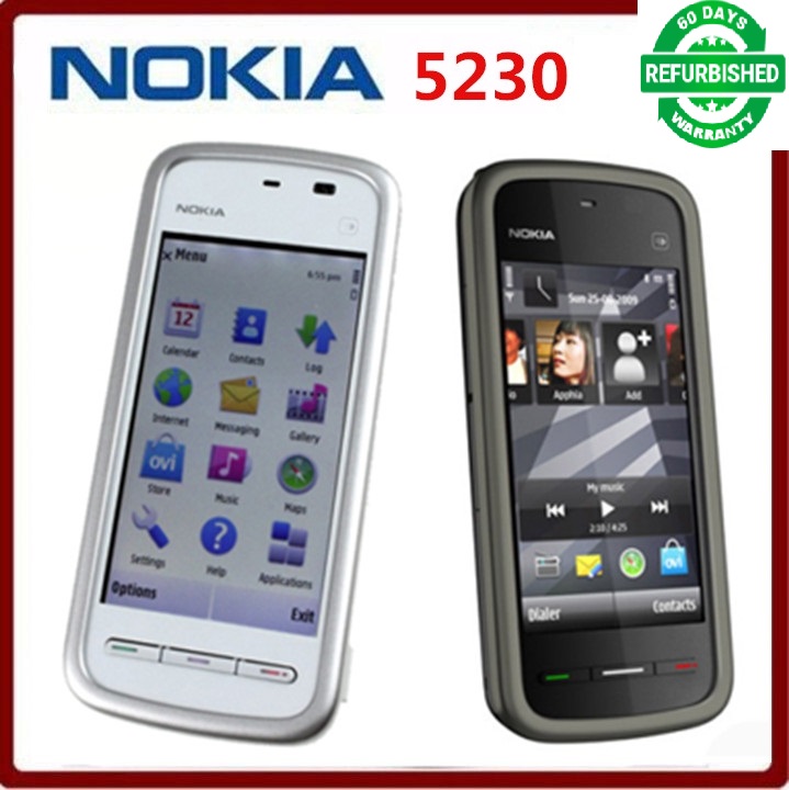 Refurbished smartphone Nokia 5230 GPS 3G 3.2" Bluetooth JAVA 2MP Unlocked Mobile Phone