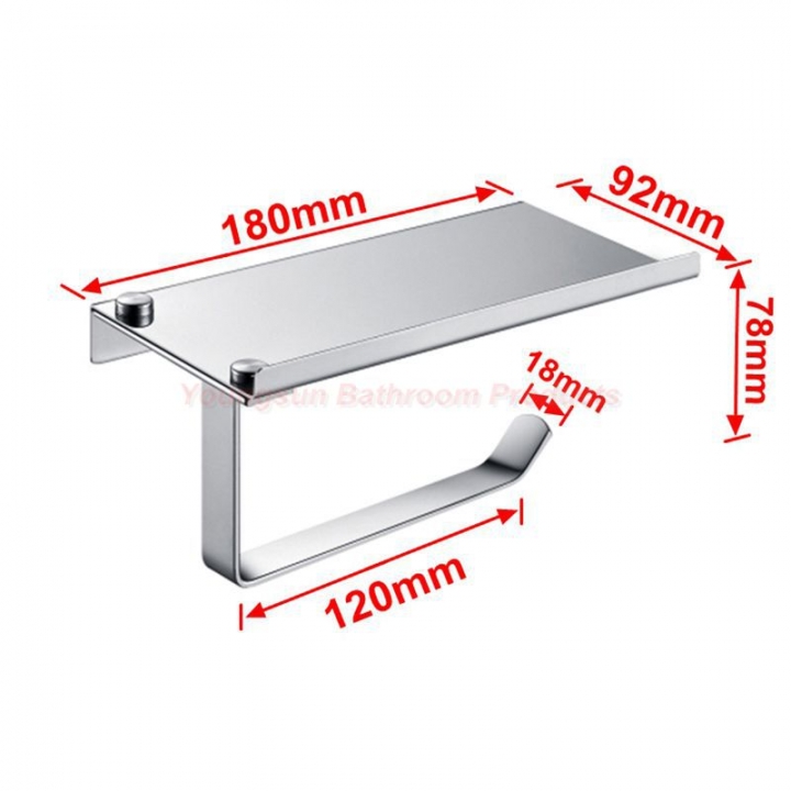 Multi-functional 304 Stainless Steel Toilet Paper Holder with Mobile Phone Shelf