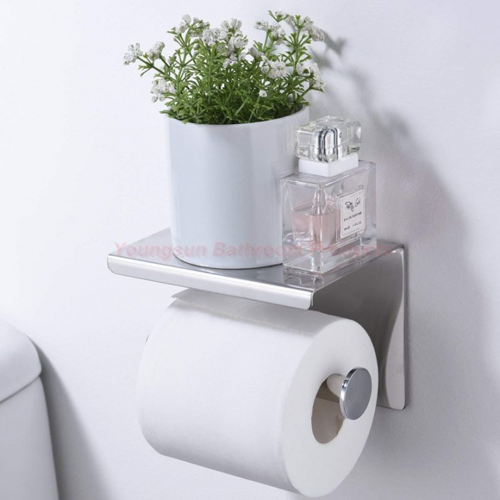 Luxury High Quality 304 Stainless Steel Toilet Paper Dispenser with Cell Phone Shelf