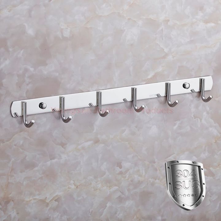304 Stainless Steel Bathroom and Shower Room Hat Hook Wall Hook Clothes Hanging Hook 6 Hooks