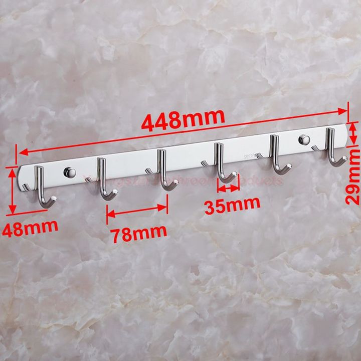 304 Stainless Steel Bathroom and Shower Room Hat Hook Wall Hook Clothes Hanging Hook 6 Hooks