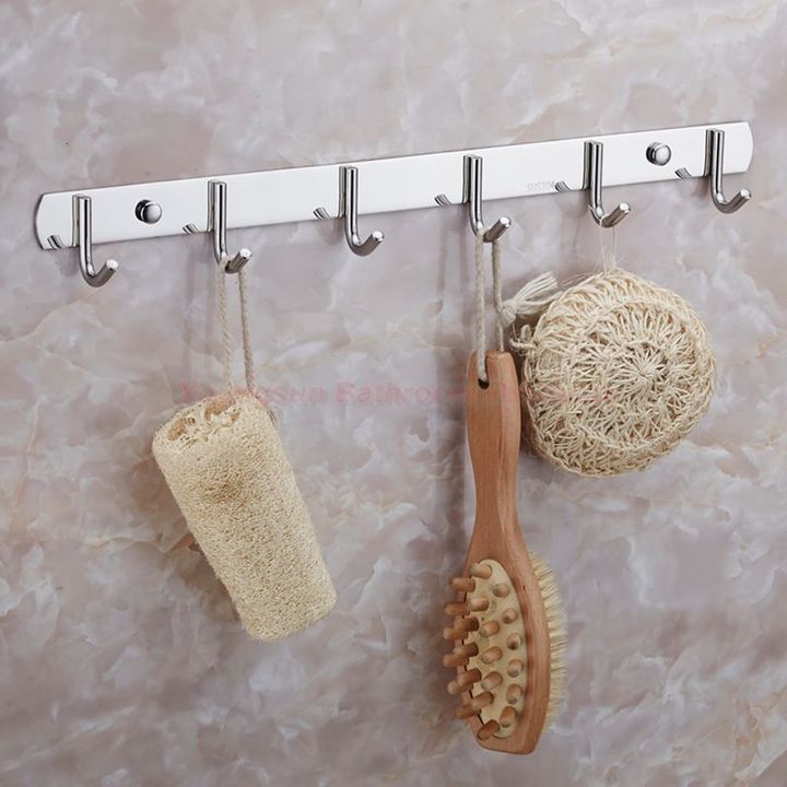 304 Stainless Steel Bathroom and Shower Room Hat Hook Wall Hook Clothes Hanging Hook 6 Hooks