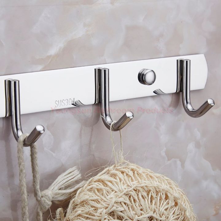 304 Stainless Steel Bathroom and Shower Room Hat Hook Wall Hook Clothes Hanging Hook 6 Hooks