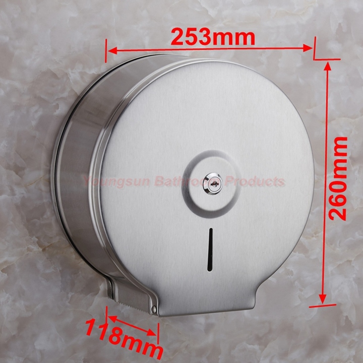 Commercial Stainless Steel Lockable Jumbo Toilet Paper Roll Holder Hotel Toilet Tissue Dispenser
