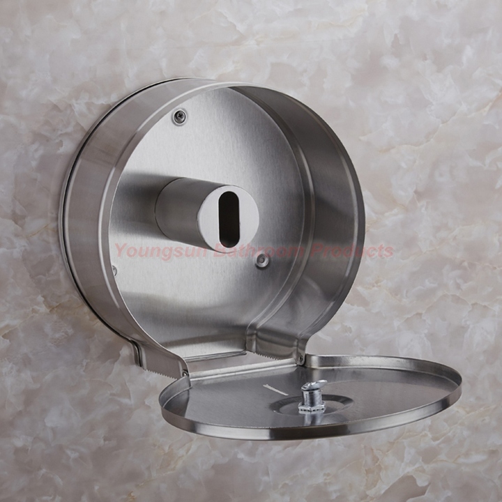 Commercial Stainless Steel Lockable Jumbo Toilet Paper Roll Holder Hotel Toilet Tissue Dispenser