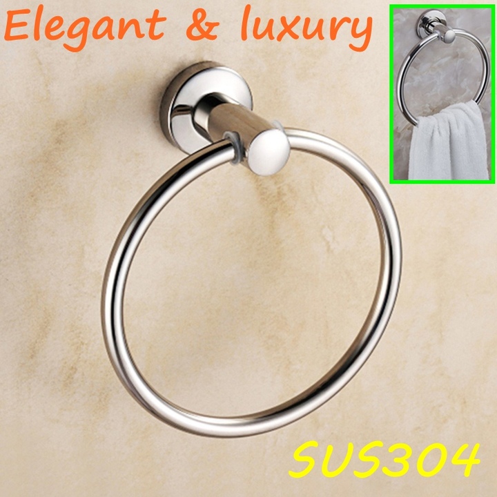 Luxury Bathroom Fittings 304 Stainless Steel Bath Towel Ring Towel Hanger Towel Bar Towel Shelf
