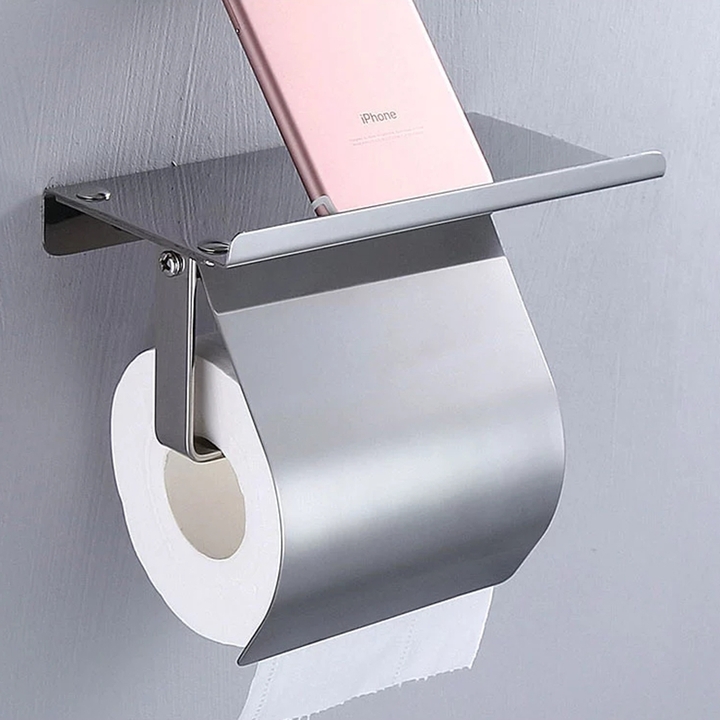 304 Stainless Steel Bathroom Toilet Paper Holder with Shelf SUS304 Toilet Roll Dispenser with Lid