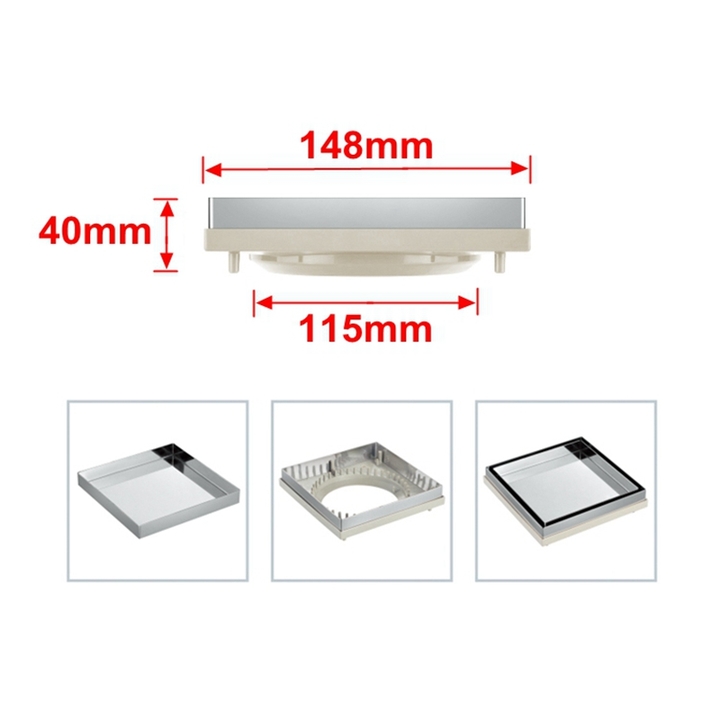 6 Inches 304 Stainless Steel and Plastic Tile Insert Floor Drain Tile Shower Drain Shower Floor Tile