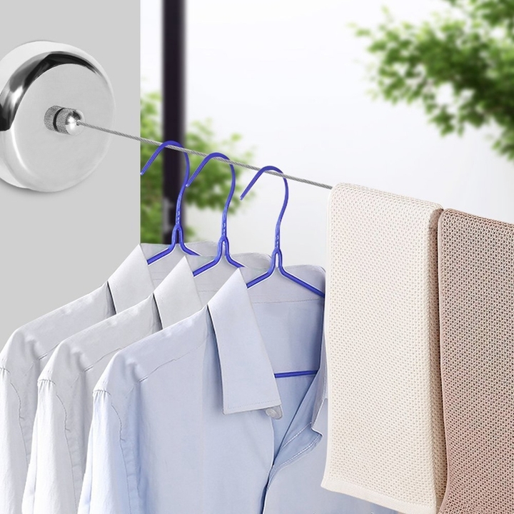 Bathroom Stainless Steel Retractable Clothesline with Steel String Indoor Clothesline Washing Line