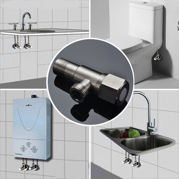 Luxury 304 Stainless Steel G1/2'' Angle Valves Kitchen Bathroom Accessories Diverter Valve Connector