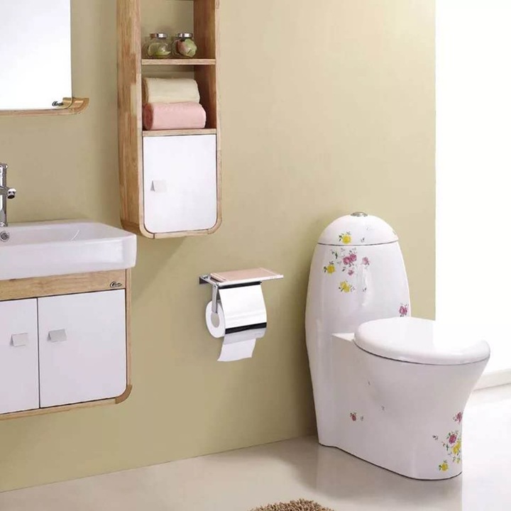 304 Stainless Steel Toilet Tissue Holder with Phone Shelf Bathroom Accessories Toilet Roll Dispenser