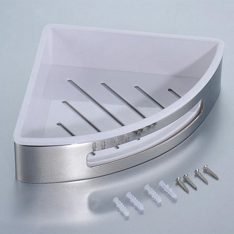 SUS304 Bathroom Corner Shelf 304 Stainless Steel &amp; ABS Plastic Single Tier Bathroom Storage Basket