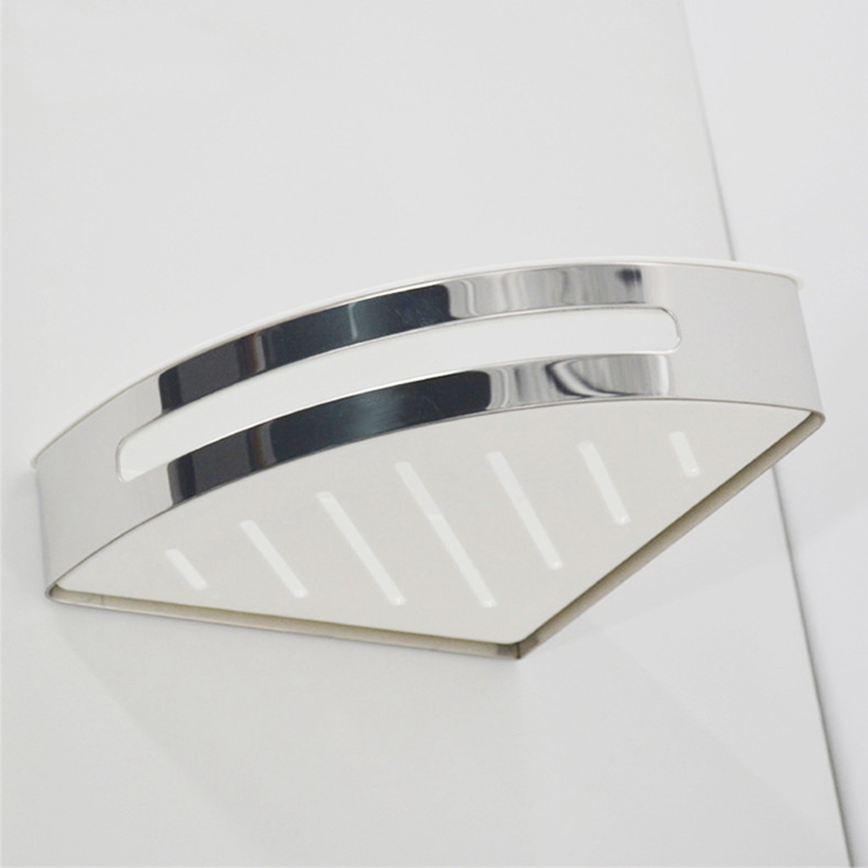 SUS304 Bathroom Corner Shelf 304 Stainless Steel &amp; ABS Plastic Single Tier Bathroom Storage Basket