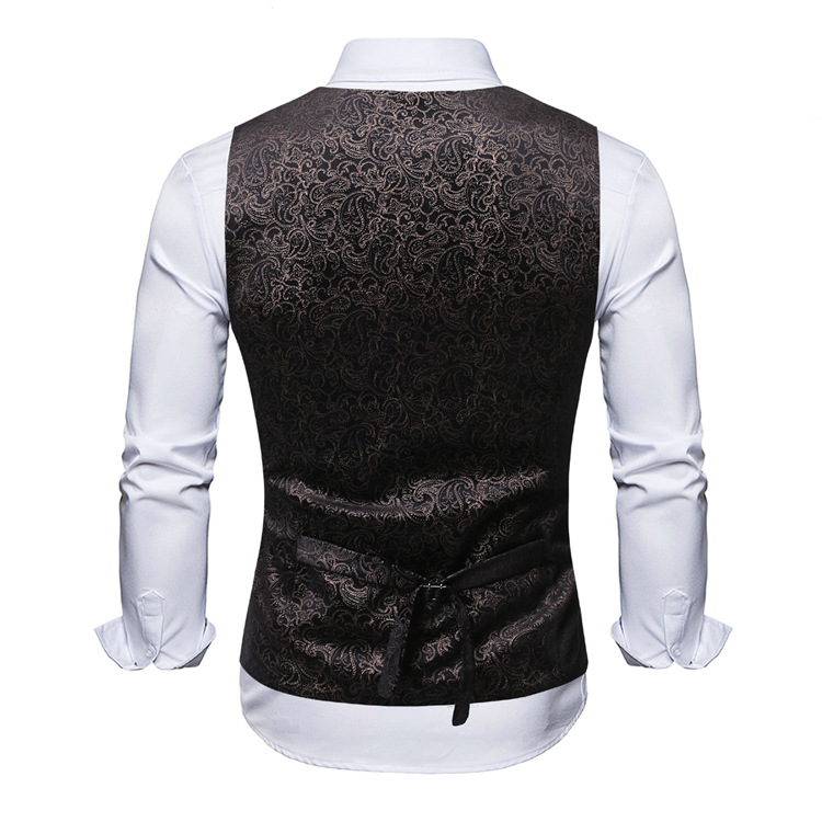 Autumn new men printing casual V-neck vest fashion suit accessories