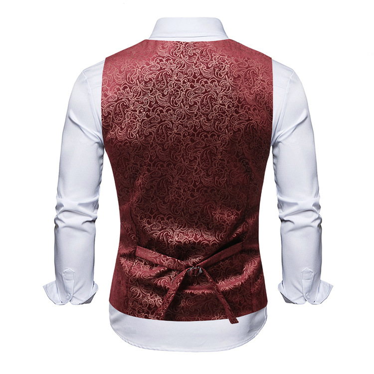 Autumn new men printing casual V-neck vest fashion suit accessories