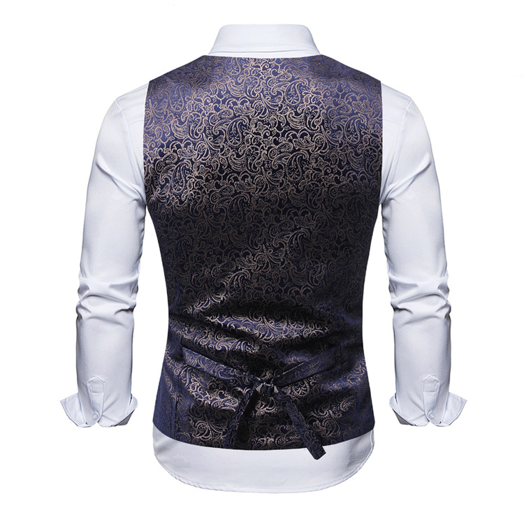 Autumn new men printing casual V-neck vest fashion suit accessories