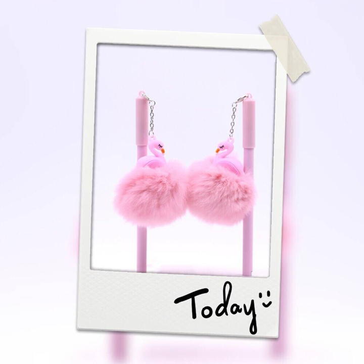 2020 Ins 5pcs Unicorn Flamingo Plush Pendant Pen Ink Pens Gift School &amp; Office Stationery Gift