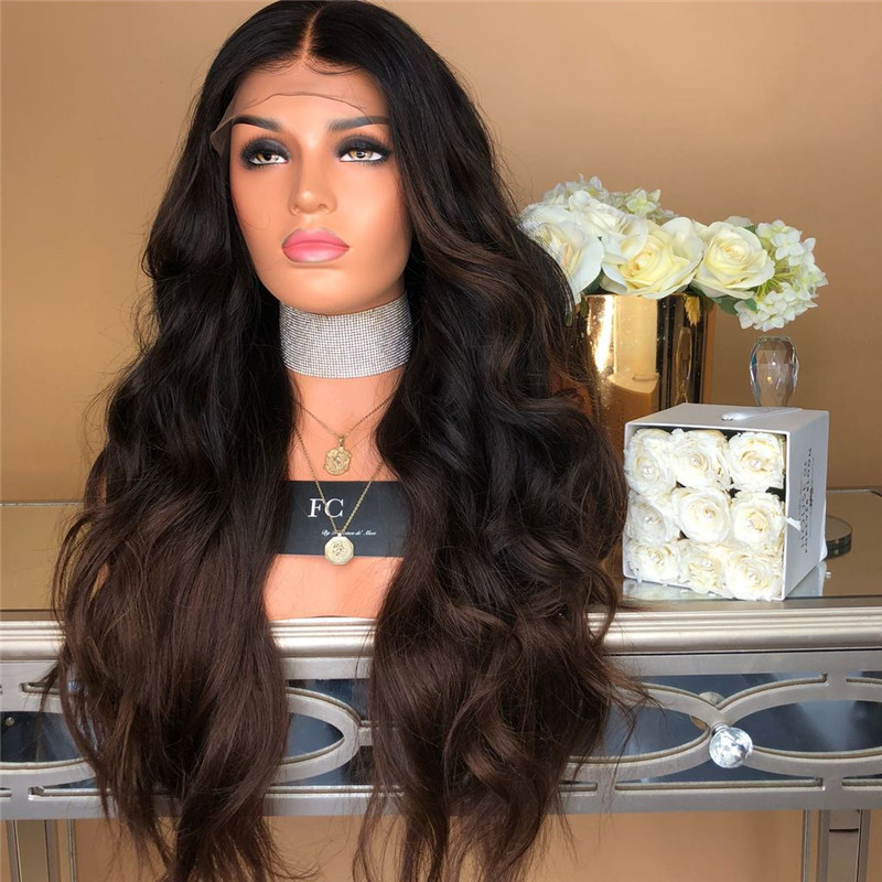 Crazy buy fashion centre parting bangs curly wigs black gradient synthetic wig