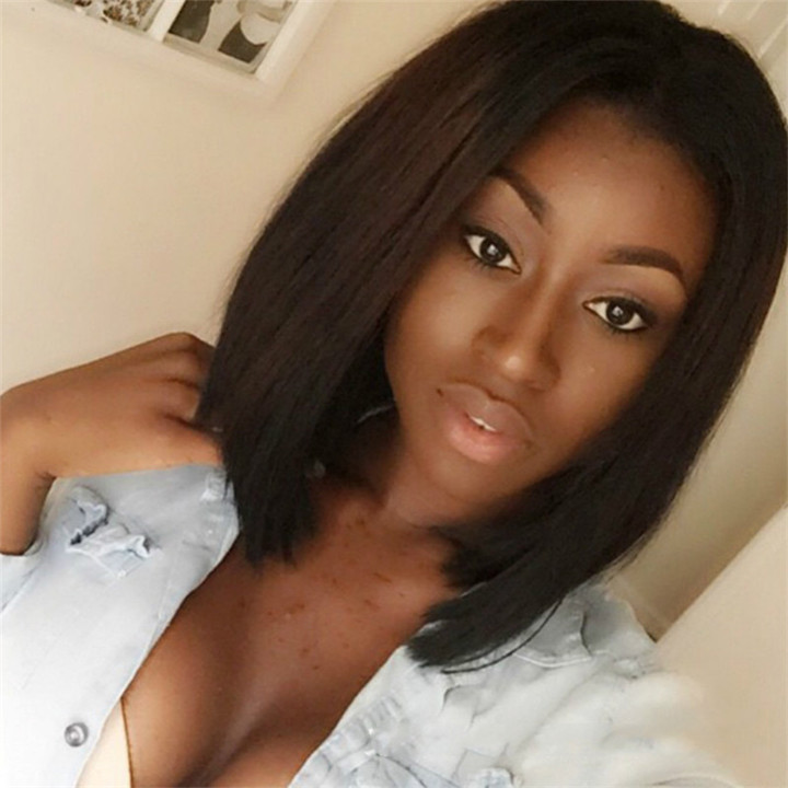 Best selling Bobo short straight wigs centre parting bangs ladies fashion wig