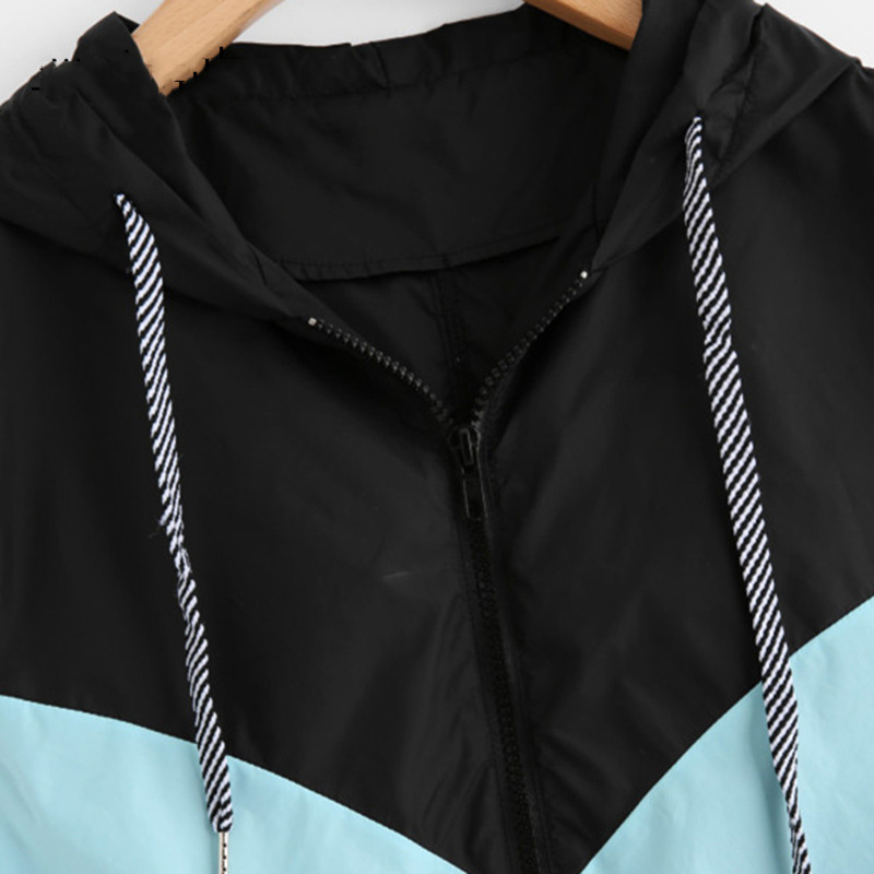 Women Long Sleeve Zipper Pockets Casual Sport Coat multi Color cut and sew Coats & Jackets