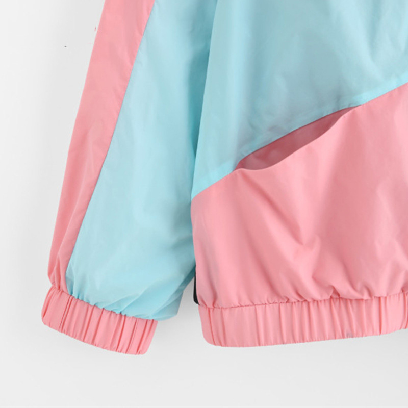 Women Long Sleeve Zipper Pockets Casual Sport Coat multi Color cut and sew Coats & Jackets