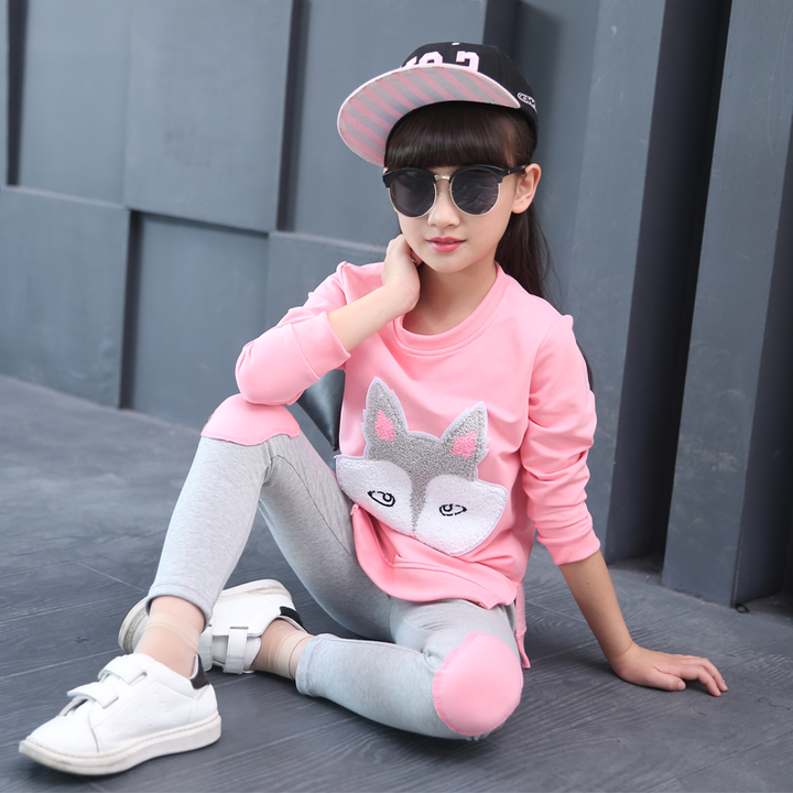 D-baby Hot 2-11y Autumn girls clothes sets Top+ Pants 2pcs/set full sleeve clothing active suits