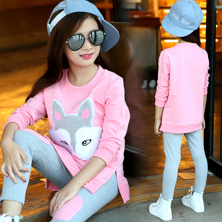 D-baby Hot 2-11y Autumn girls clothes sets Top+ Pants 2pcs/set full sleeve clothing active suits