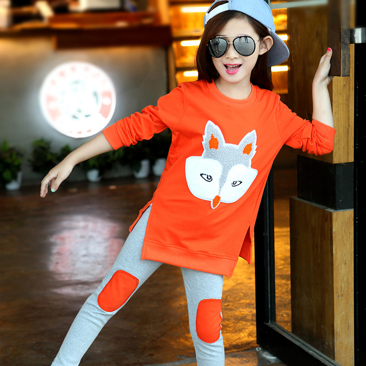 D-baby Hot 2-11y Autumn girls clothes sets Top+ Pants 2pcs/set full sleeve clothing active suits
