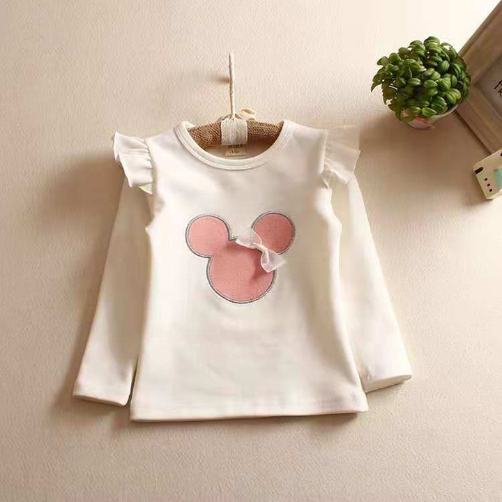 D-baby Baby Girl Clothing Long Sleeve Mikey Mouse Shirt Kids Pure Cotton Clothes