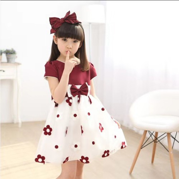 D-baby 1PC Girl elegant flower princess dress kids wedding dress party dress performance clothes
