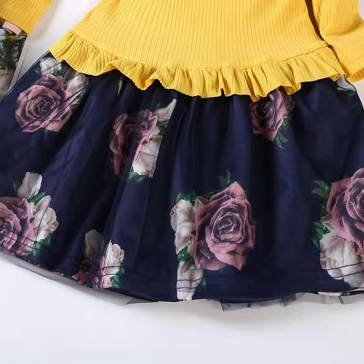 D-baby Autumn Princess Kids Baby Girl Dress Lace Floral Party Dress Gown Bridesmaid Dresses