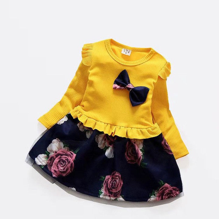 D-baby Autumn Princess Kids Baby Girl Dress Lace Floral Party Dress Gown Bridesmaid Dresses