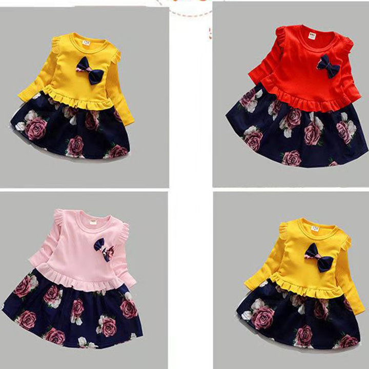 D-baby Autumn Princess Kids Baby Girl Dress Lace Floral Party Dress Gown Bridesmaid Dresses