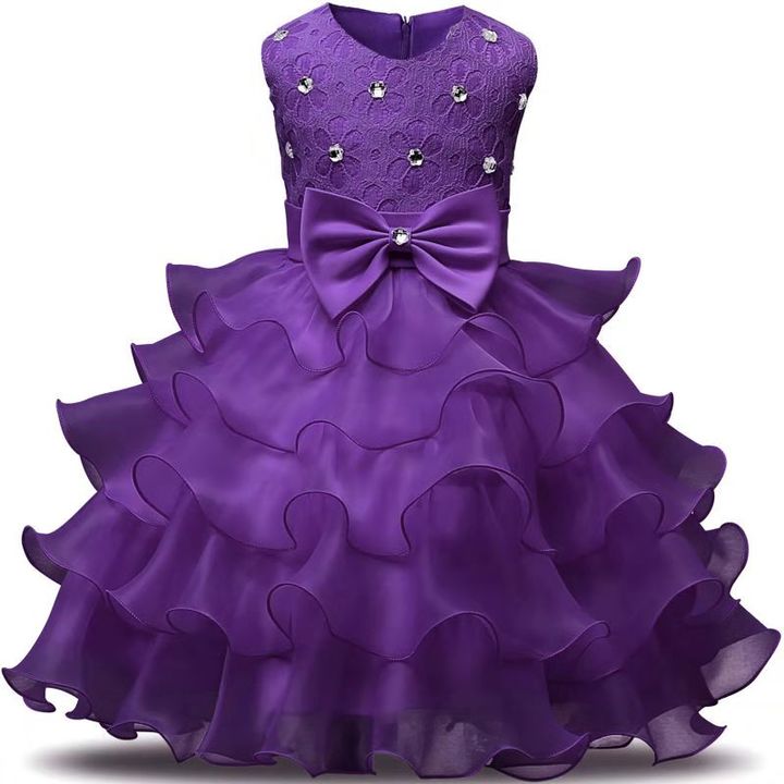 0-7y Girl flower embroidery dress kids wedding dress flower girl gauze dress birthday party dress